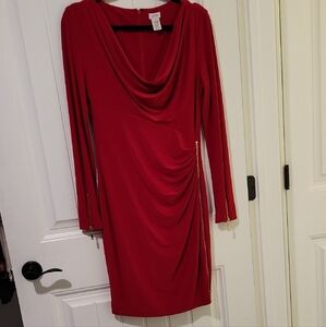 Elegant Red Draped Dress